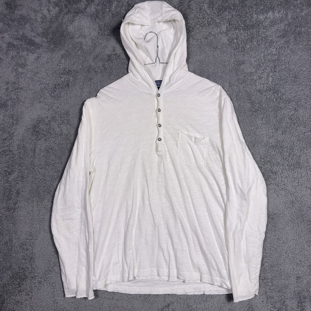 Vintage Polo Ralph Lauren Hoodie Mens LHenley Pima Cotton Thermal Double Layer